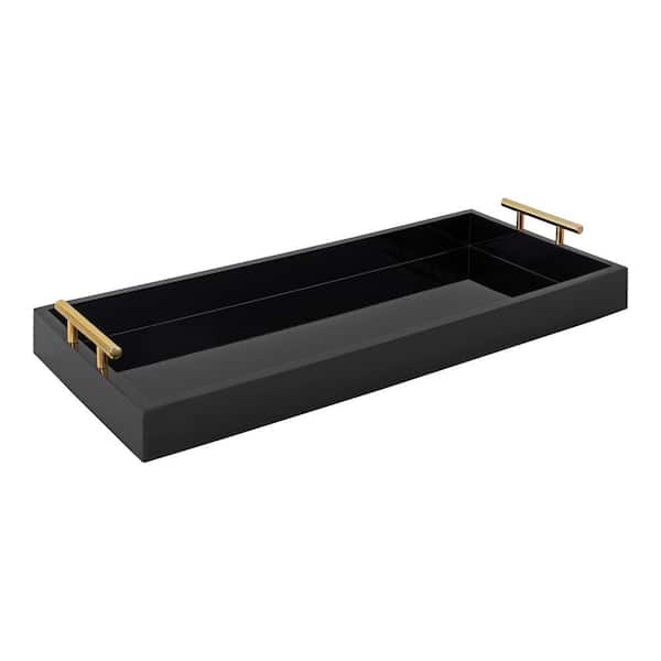 Kate and Laurel Lipton 24 in. x 10 in. Black Rectangle Decorative Tray