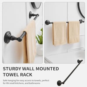 5-Piece Bath Hardware Sets with 2-Towel Bars/Racks, Towel/Roe Hook, Toilet Paper Holder in Oil Rubbed Bronze