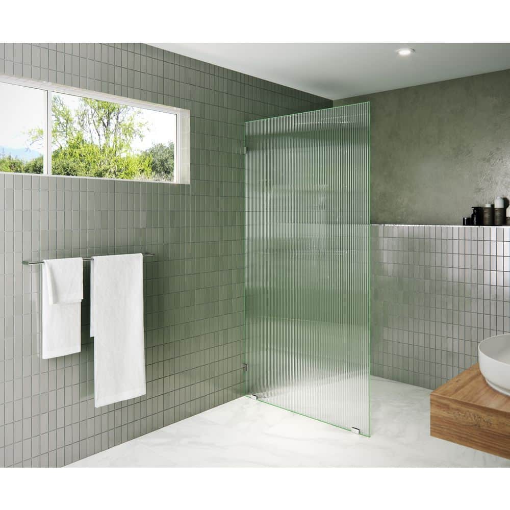 38 in. W x 78 in. H Single Fixed Panel Frameless Shower Door with Fluted Tempered Glass Without Handle price history on PriceWatchPro