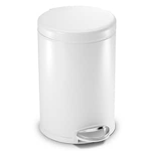 1.2 Gal. White Steel Round Mini Step-On Trash Can