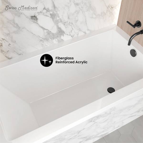 Voltaire 54 in. x 30 in. Acrylic Right Drain Rectangular Alcove Bathtub in White