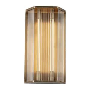 Sabre 16-in 1 Light 14-Watt Ribbed Glass/Vintage Brass Integrated LED Vanity Light