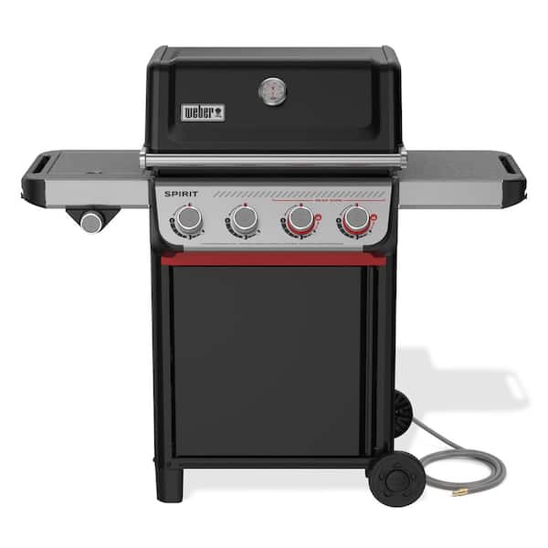 Spirit E-435 4-Burner Natural Gas Grill in Black with Side Burner