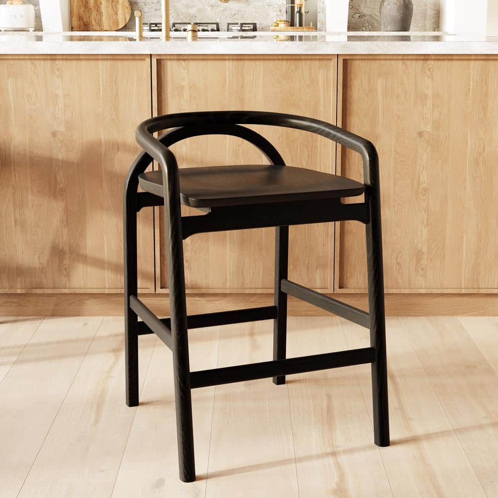 Poly and Bark Yokohama 24 in Black Wood Counter Stool DI-D473-BLK