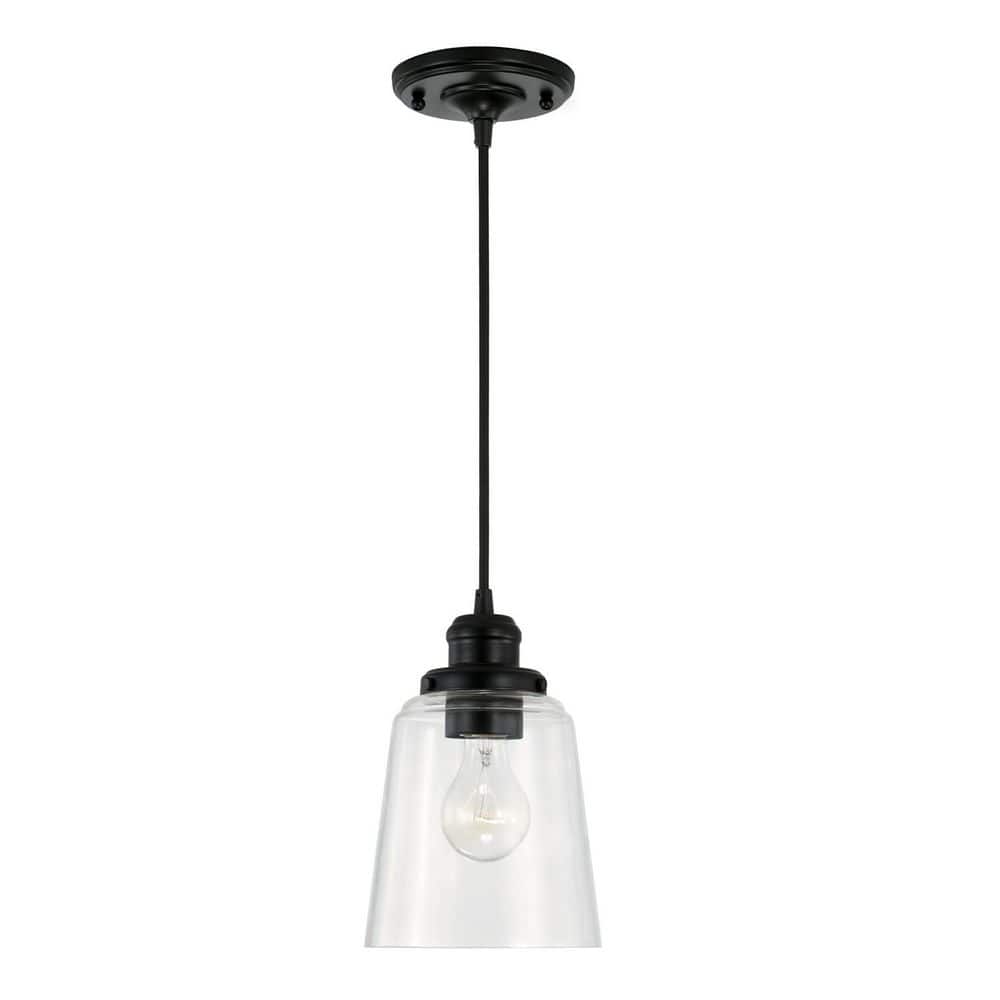 Fallon 100-Watt 1-Light Matte Black Pendant Light with Clear Glass Shade and No Bulbs Included price history on PriceWatchPro