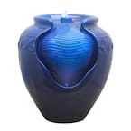 Outdoor Glazed Urn Pot Floor Fountain in Royal Blue
