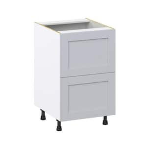 21 in. W x 24 in. D x 34.5 in. H Cumberland Light Gray Shaker Assembled Base Kitchen Cabinet with 2 Drawers