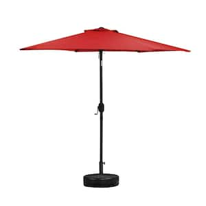 7.5 ft. Aluminium Market Tilt Patio Umbrella in Red with Base