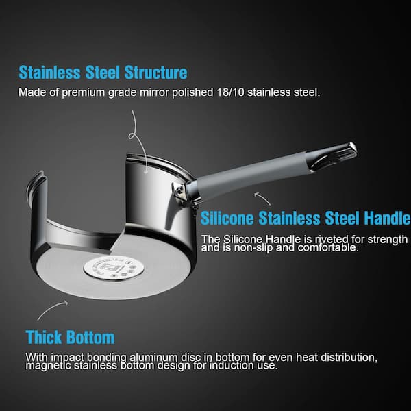 NUWAVE Pro-Smart 18/10 Stainless Steel Cookware Set 9-Piece Pots