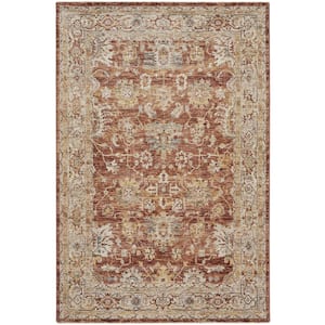 Petra Rust 5 ft. x 8 ft. Persian Vintage Floral Traditional Area Rug