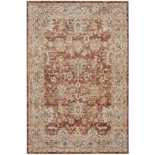 Nourison Petra Rust 5 ft. x 8 ft. Persian Vintage Floral Traditional Area Rug