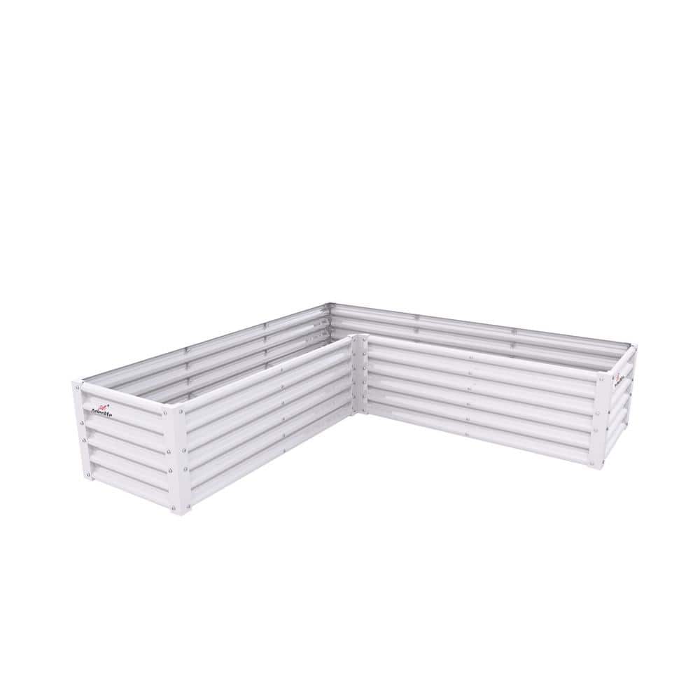 74 in. x 74 in. x18 in. Patio Outdoor White L-Shaped Anti-Rust Galvanized Raised Garden Beds Metal Planter Box for Plant price history on PriceWatchPro