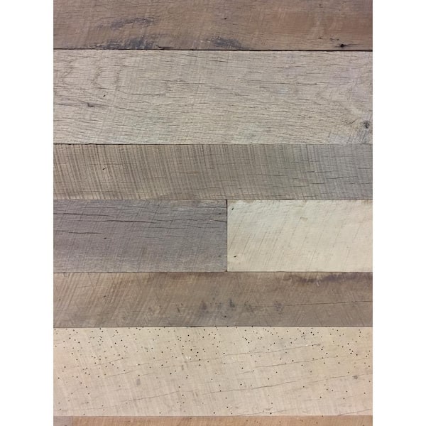 Unbranded 24 sq. ft. 3-1/2 in. Wide Original Face Reclaimed Barn Wood Long Plank Wall Paneling Kit