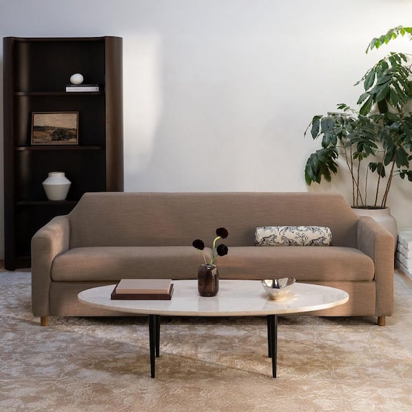 NADAAL STUDIOS Maribelis 92 in. Track Arm Polyester Fabric Rectangle ...