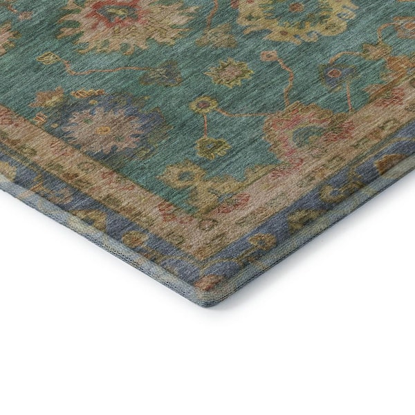 Mayfield Premium Machine Washable Abstract AMF2045 Teal 8 ft. x 10 ft. Area Rug