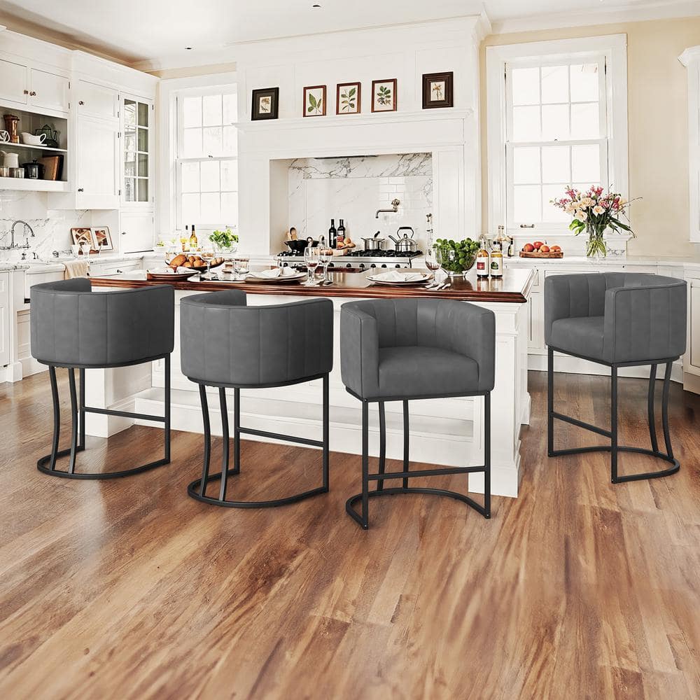 LUE BONA Siska 26 Gray Faux Leather Upholstered Counter