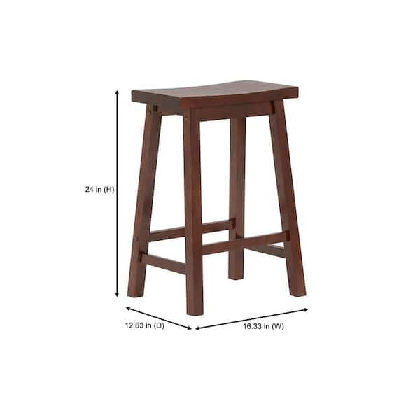 Saddle Seat Stool 24 In Counter Bar Stools Backless Wood Chair Set Of 2 CREAM 