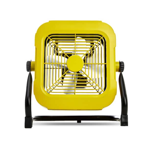 Cesicia 360° Rotatable 12 in. Variable Speeds Desk Fan in Yellow with 12V Usb Charging Port