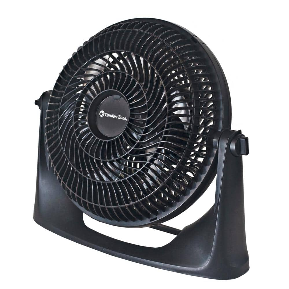 Comfort Zone PowerCurve 9 in. 3-Speed Turbo Floor Fan with Adjustable ...