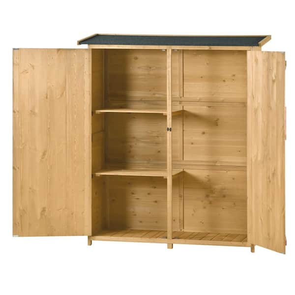 Unbranded 4.58 ft. D x 1.6 ft. W x 5.25 ft. D H Wood Garden Shed with 3-Tier Patio Organizer Coverage Area 40.7 sq. ft.