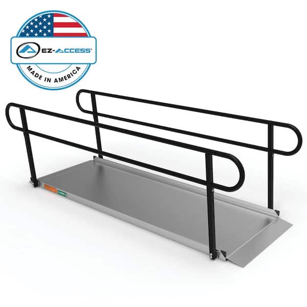 EZ-ACCESS GATEWAY 3G 9 ft. Aluminum Solid Surface Wheelchair Ramp with Black 2-Line Handrails