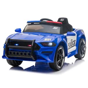 12-Volt Kids Ride On Police Car Sports Car w/ Remote Control,LED Lights,Siren,Microphone Blue