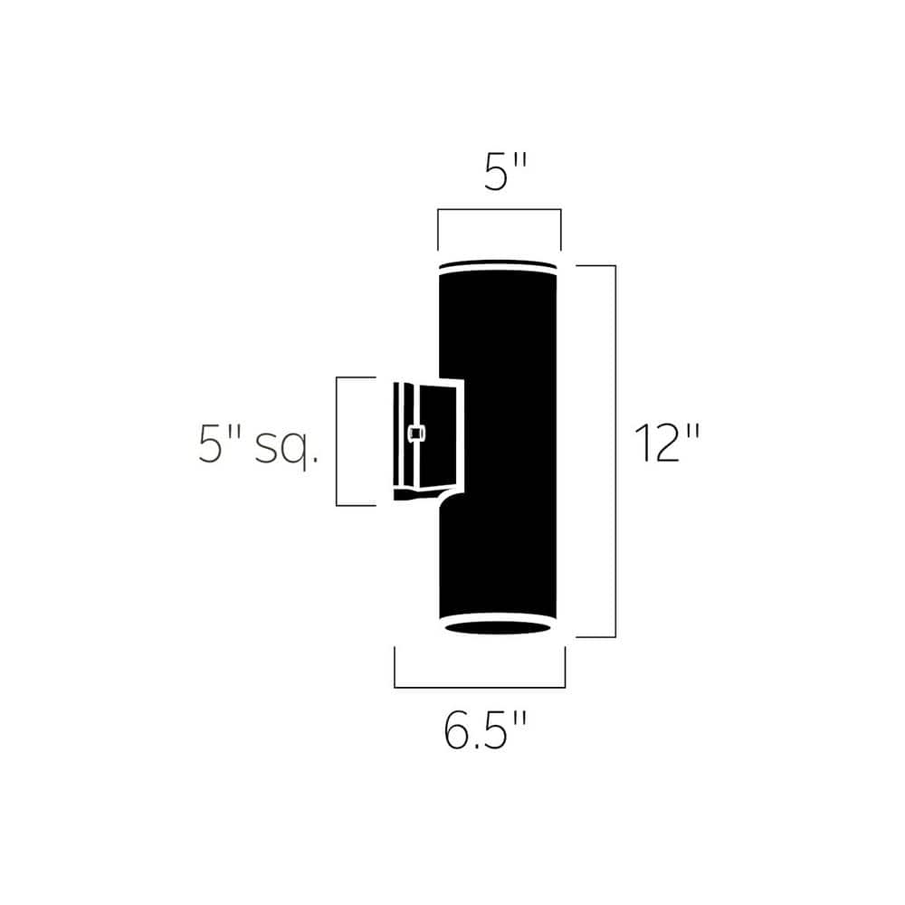 Modern Black Cylinder LED Wall Sconce, 12"