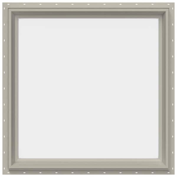 29.5 in. x 29.5 in. V-2500 Series Desert Sand Vinyl Picture Window w/ Low-E 366 Glass