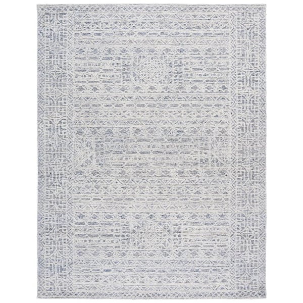 Ebony 9 ft. x 12 ft. Ivory/Gray Border Ornate Floral Area Rug