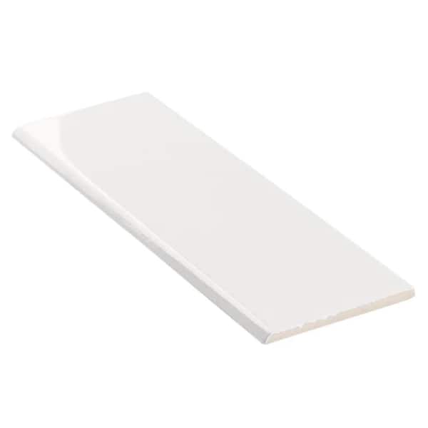 Remington White 3.93 in. x 11.81 in. Polished Porcelain Wall Bullnose Tile