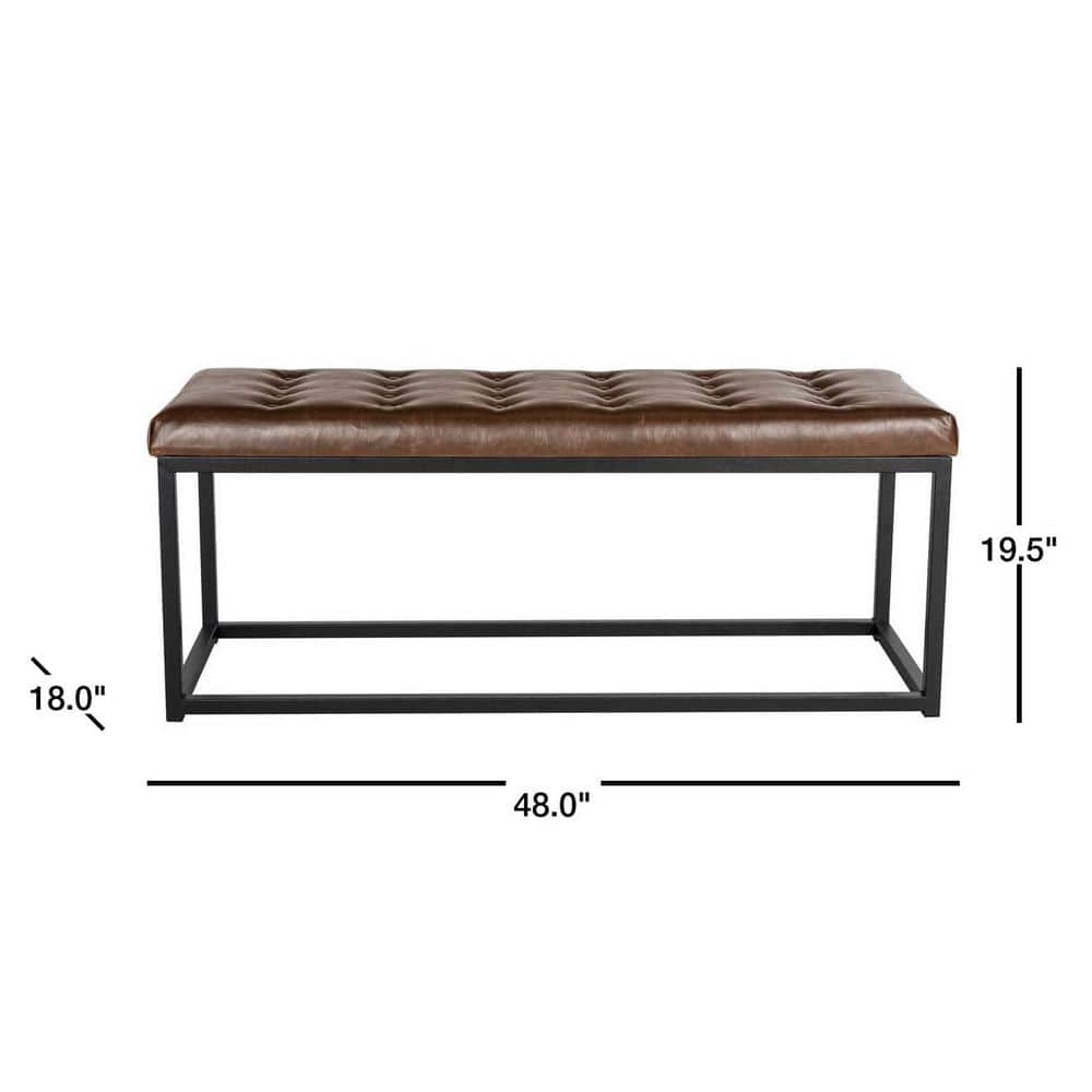 Transitional Black and Brown Tufted Bench with Parsons Legs