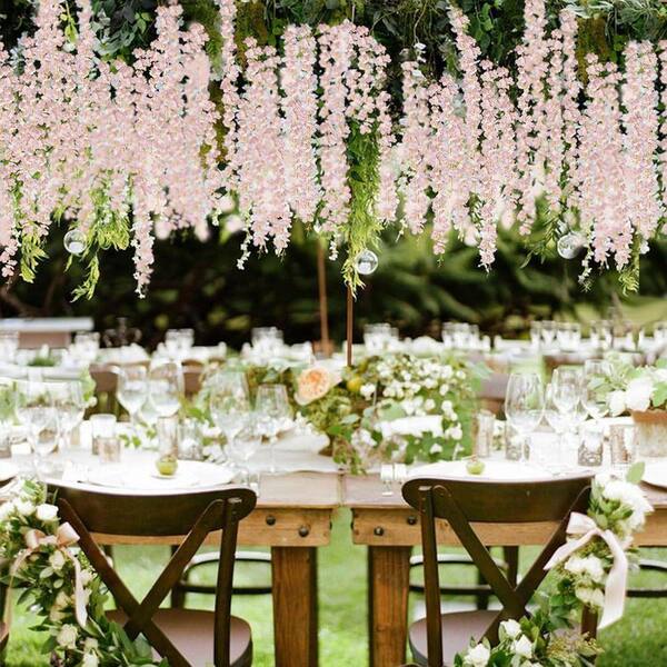 Unbranded 15 in. Pink Artificial Wisteria Hanging Flowers for Home  Decoration(60 Branches) YYXXJHH