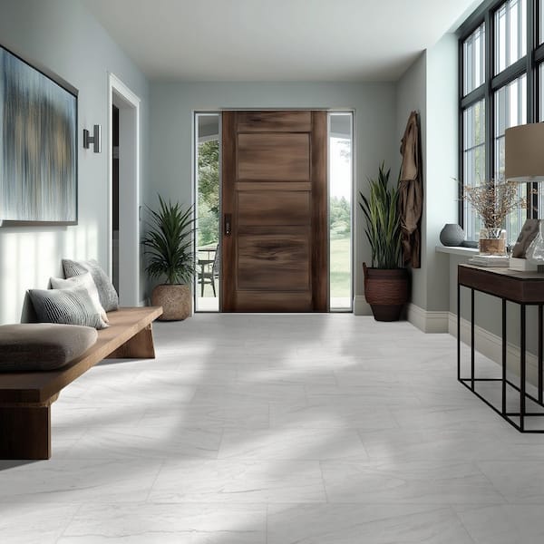 Vigo White 12 in. x 24 in. Matte Ceramic Marble Look Floor and Wall Tile (16 sq. ft. /Case)