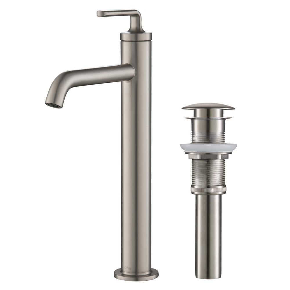 Brushed Nickel Stainless Steel Single Handle Vessel Sink Faucet