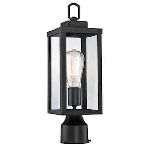 Modern 16.5 in. 1-Light Black Outdoor Post Light Dimmable with Clear glass Shade(1-Pack)