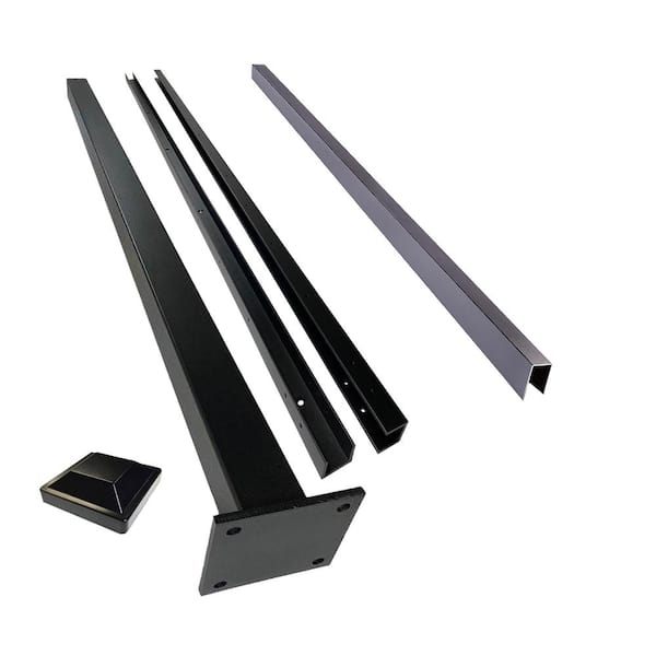 Slipfence 6 ft. x 6 ft. Surface Mount Horizontal Fence Panel kit Includes one 6 ft. Plated Post, add 13 pcs.of 5/4 in. deck boards