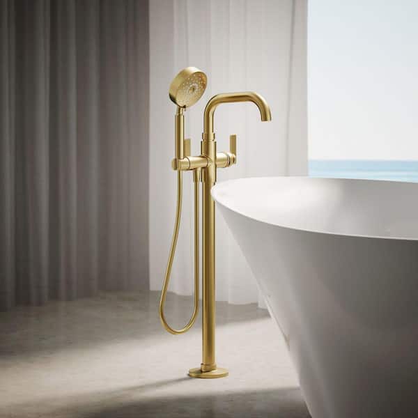 Castia By Studio McGee Single-Handle Freestanding Tub Faucet Trim With Handshower in. Vibrant Brushed Moderne Brass
