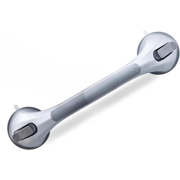 17 in. L Strong Suction Bath Handrails, Safety Grip for Bathroom, No Drilling, Waterproof for Seniors and Elderly Silver