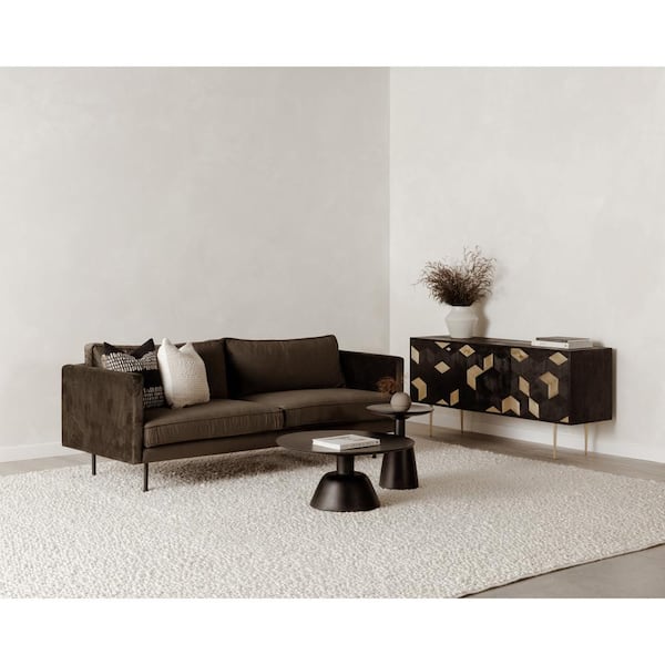 NADAAL STUDIOS Quincy 30 in. Round Mango Wood Coffee Table with Black Matte Finish