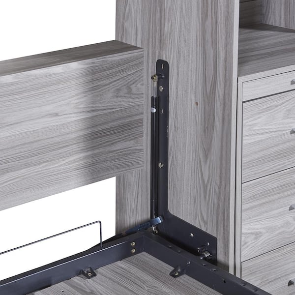 Arctarus Twin Size Murphy Bed with Storage Shelves and Drawers Hokku Designs