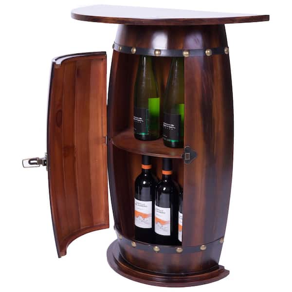 natural pine wood Wooden Wine Rack Barrel shape for 8 Bottle Bar Stand