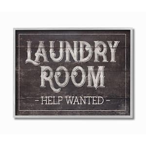 16 in. x 20 in. ''Laundry Room Bathroom Wood Textured Word'' by Gigi Louise Framed Wall Art