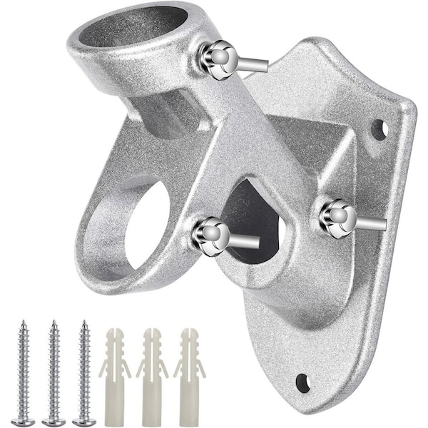 Heavy Duty Flag Pole Holder for Outside Rustproof Aluminum Bracket with Stainless Hardware, 1 in. Inner Diameter, Silver