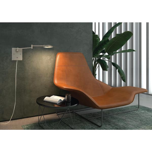 1-Light LED Nickel Plug-In Swing Arm Wall Lamp with 72 in. Cord