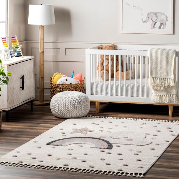 Catlin Sweet Dreams High/Low Kids Beige 4 ft. x 6 ft. Area Rug