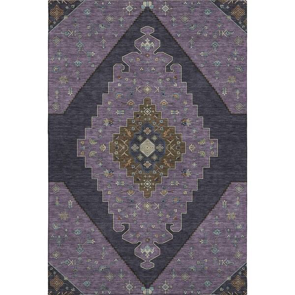 Mayfield Premium Machine Washable Abstract AMF2472 Plum 9 ft. x 12 ft. Area Rug