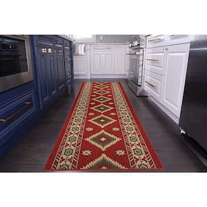 Southwestern Kilim Cut to Size Red Color 26" Width x Your Choice Length Custom Size Slip Resistant Runner Rug