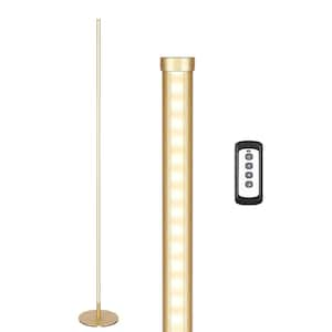 57.5 in. Gold Minimalist Standard 1-Light Smart Dimmable Swing Arm Floor Lamp for Living Room with Remote