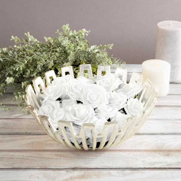 Pure Garden Artificial Rose Bundle in White (Set of 50)