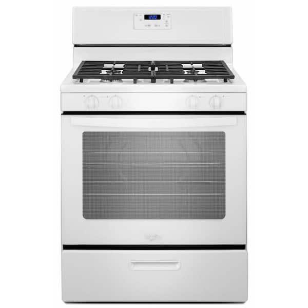 Whirlpool 5 1 Cu Ft Gas Range In White Wfg320m0bw The Home Depot